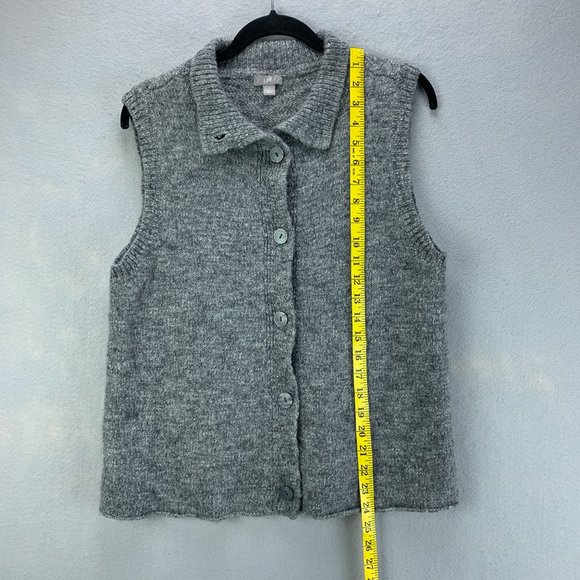 J Jill Sweater Womens Large Gray Vest Button Up Wool Alpaca Blend Sleeveless - Picture 8 of 13